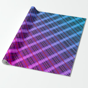 Papel De Presente Xadrez azul e roxo personalizável