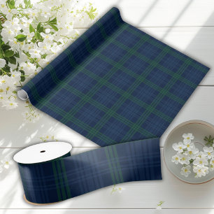 Papel De Presente Xadrez Azul e Verde Preppy Posh Chic