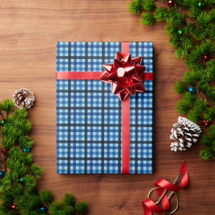 Papel De Presente Xadrez Azul Escuro