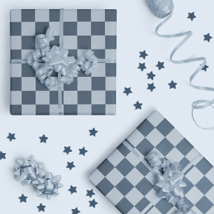 Papel De Presente Xadrez Azul Escuro Quadriculado Quadriculado Anos 