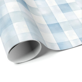 Papel De Presente Xadrez Azul Gingham para Berçário de Menino, Xadre