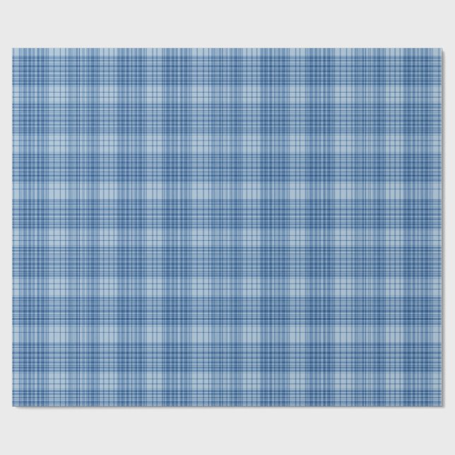 Papel De Presente Xadrez Azul Jeans Clássico (Aberto)