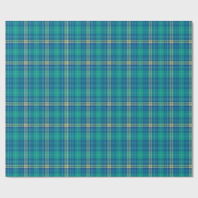 Papel De Presente Xadrez Azul-Marinho e Verde Água Vibrante (Aberto)