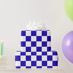 Papel De Presente Xadrez azul profundo 