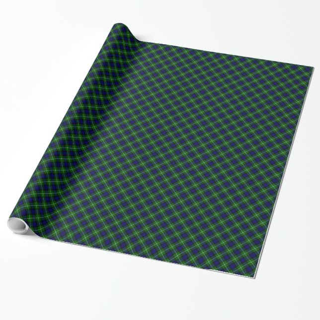 Papel De Presente Xadrez azul-tartan (Desenrolado)