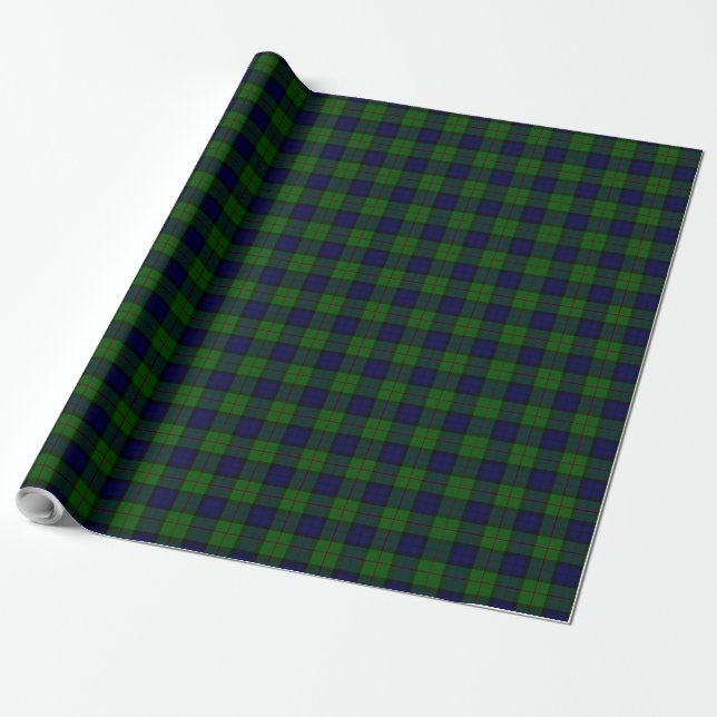 Papel De Presente xadrez azul verde tartan Dundas (Desenrolado)