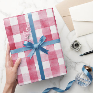Papel De Presente Xadrez branca rosa stripdia aniversário