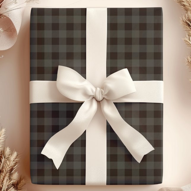 Papel De Presente Xadrez Búfalo Cinza e Preto (Criador carregado)