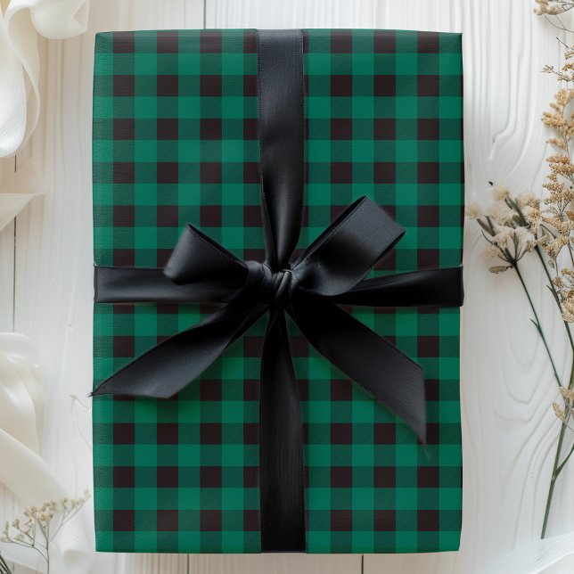Papel De Presente Xadrez Búfalo Verde e Preto (Criador carregado)