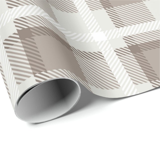 Papel De Presente Xadrez buffalo gingham marrom moca  (Ponta do rolo)