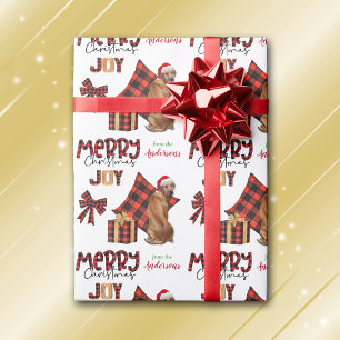 Papel De Presente Xadrez Buffalo Ridgeback Cão de Natal