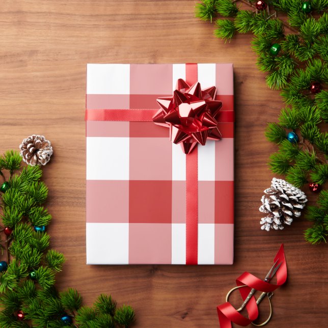 Papel De Presente Xadrez Buffalo Vermelho de Natal (Presente de Natal)