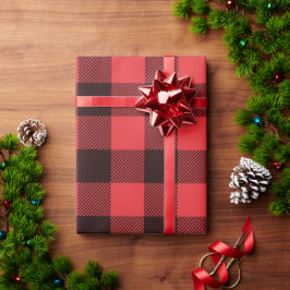 Papel De Presente Xadrez Buffalo Vermelho e Negro