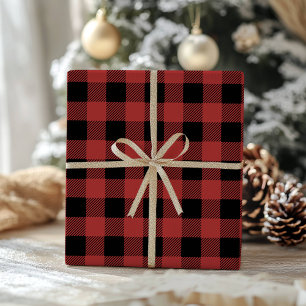 Papel De Presente Xadrez Buffalo Vermelho e Preto  Gingham Lumberjac