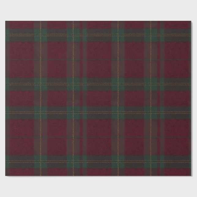Papel de Presente Xadrez Burgundy e Verde (Aberto)