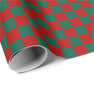 Papel De Presente Xadrez caçador verde e Branco