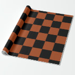 Papel De Presente Xadrez Checkered preta & alaranjada do búfalo dos<br><div class="desc">papel de envolvimento feito sob encomenda</div>