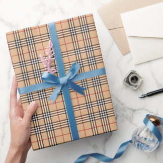 Papel De Presente Xadrez Chique Base Bege Branco Preto Marrom