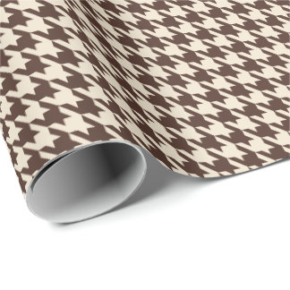 Papel De Presente Xadrez Chocolate Marrom e Creme Clássico