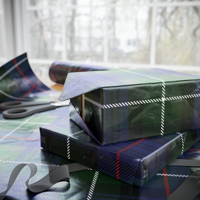 Papel De Presente Xadrez Clan MacKenzie Green Purple Tartan (Clan MacKenzie Tartan Purple Green Plaid Wrapping Paper)