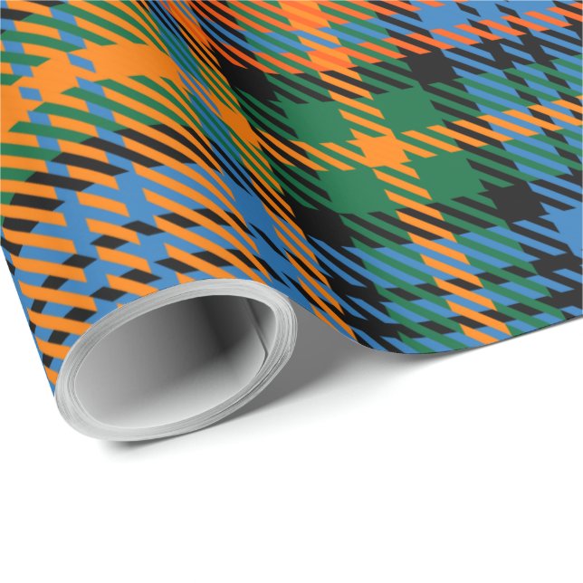 Papel De Presente Xadrez Clan Murray Blue Orange Green Tartan (Ponta do rolo)