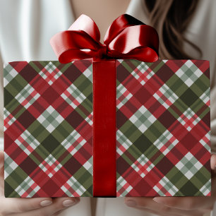 Papel De Presente Xadrez Clássico Festivo de Natal no Estilo Tartan