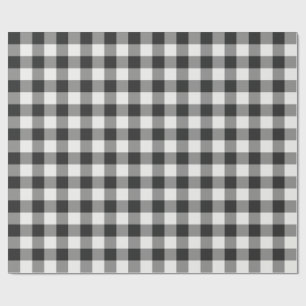 Papel De Presente Xadrez Clássico Preto e Branco de Natal Gingham