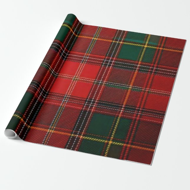 Papel De Presente Xadrez Clássico Real Vermelho e Verde de Natal (Desenrolado)