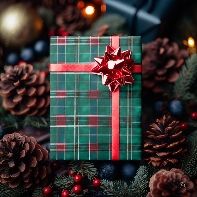 Papel De Presente Xadrez Clássico Verde e Vermelho – Natal Festivo (Criador carregado)