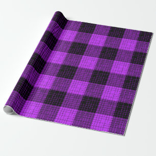 Papel De Presente Xadrez de Búfalo com Cruzamento Roxo Preto