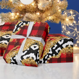 Papel De Presente Xadrez de búfalo com impressões animais