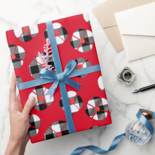 Papel De Presente Xadrez de Búfalo Flor Em Vermelho