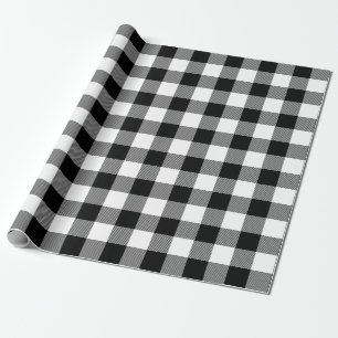 Papel De Presente Xadrez de Búfalo Preto e Branco