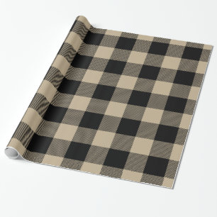 Papel De Presente Xadrez de Búfalo Preto Enorme Khaki Tartã de Lenha