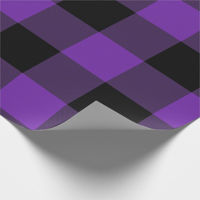 Papel De Presente Xadrez de Búfalo Roxo Preto (Ponta)