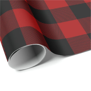Papel De Presente xadrez de búfalos vermelho e preto