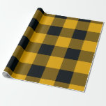 Papel De Presente Xadrez de Buffalo em Quadrados Amarelos e Pretos<br><div class="desc">papel de empacotamento personalizado</div>