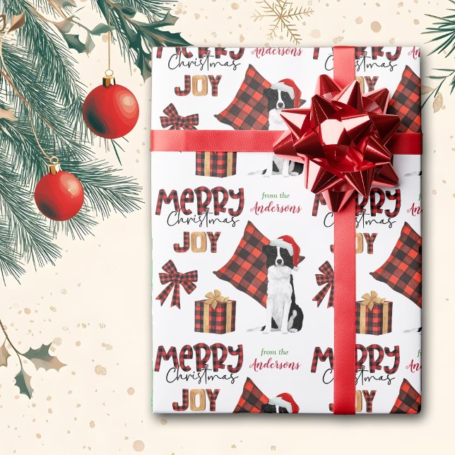 Papel De Presente Xadrez de Buffalo Fronteira Collie Natal (Criador carregado)