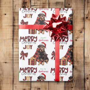 Papel De Presente Xadrez de Buffalo Rottweiler - Natal