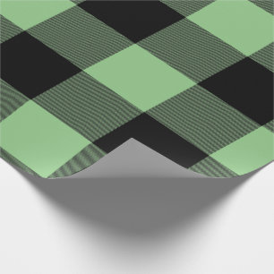 Papel De Presente Xadrez de Buffalo Russo Preto Verde