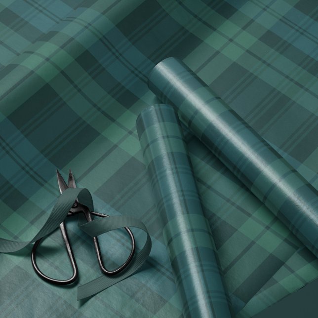 Papel De Presente Xadrez de feriado clássica bold marinho verde tart (Criador carregado)