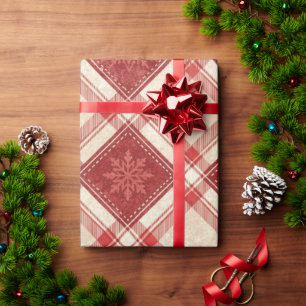 Papel De Presente Xadrez de flocos de neve