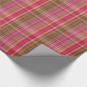 Papel De Presente Xadrez de Framboesa de Tartan