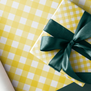 Papel De Presente Xadrez de Gingham, ensolarada, amarela