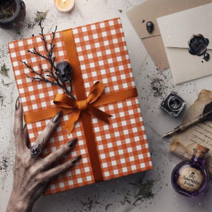 Papel De Presente Xadrez de Gingham Laranja