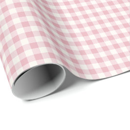 Papel De Presente Xadrez de Gingham Rosa e Creme