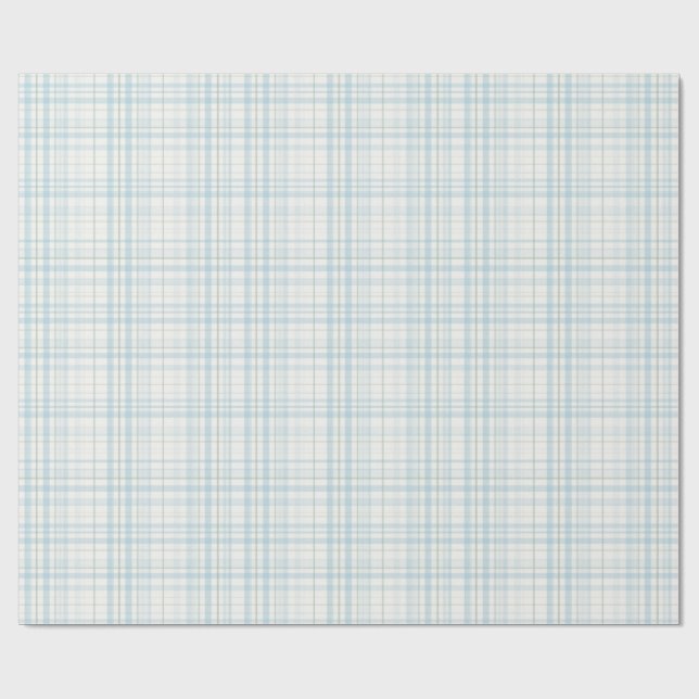 Papel De Presente Xadrez de Linho Azul Pastel Suave (Aberto)