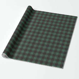 Papel De Presente Xadrez de Lumberjack do País Negro e Verde
