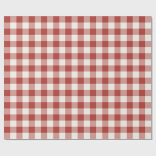 Papel De Presente Xadrez de Natal Gingham Clássico Vermelho