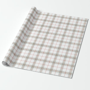 Papel De Presente Xadrez de Natal Neutro Branco